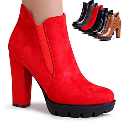 topschuhe24 1689 Damen Plateau Stiefeletten Ankle Boots