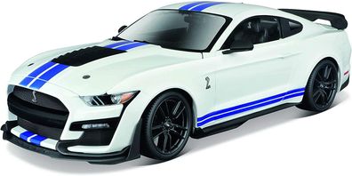 Maisto Modellauto Mustang Shelby GT500 '20 mit Heckspoiler (weiß, Maßstab 1:18)