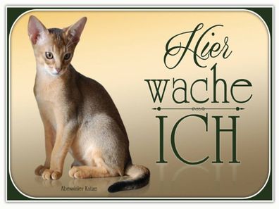 vianmo Holzschild 40x30cm Katze Abessinier Hier Wache Ich Deko Geschenk