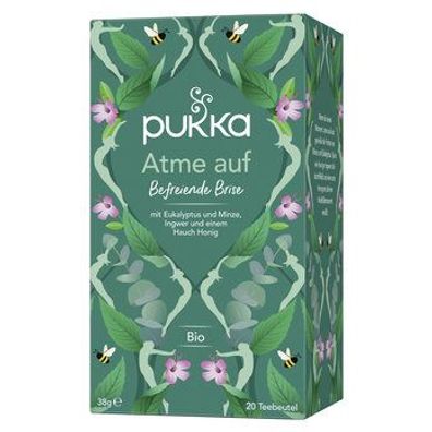 Pukka 3x Pukka Bio-Kräutertee Atme Auf, mit Eukalyptus und Minze, 20 Teebeutel