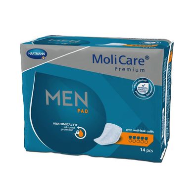 12x MoliCare Premium Men Pad 5 Tropfen, 14 Stück | Packung (14 Stück)