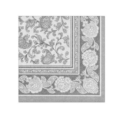 8x Papstar 20 Servietten "ROYAL Collection" 1/4-Falz 40 cm x 40 cm grau "Ornaments" |