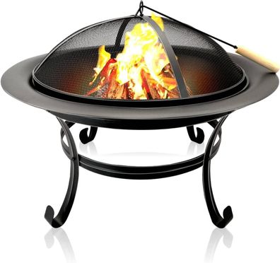 BBQ Feuerschale mit Funkenschutz 75,5 Cm, Feuerstelle, Feuerkorb, Outdoor Kamin