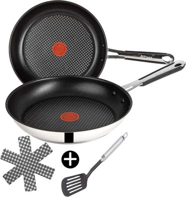 Tefal J90920 Bratpfanne, Edelstahl, Silber, 20 cm Pfanne, ntihaft, nduktion