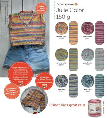 150g Schachenmayr Julie Color Wolle Garn zum Stricken Häkeln GP 66,33 €/1kg