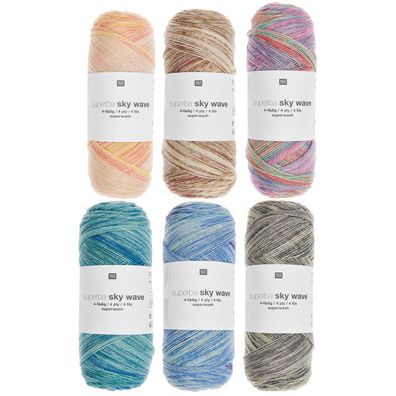 100g Rico Design Superba Sky Waves Sockenwolle Garn stricken 4fach GP 89,90 €/kg