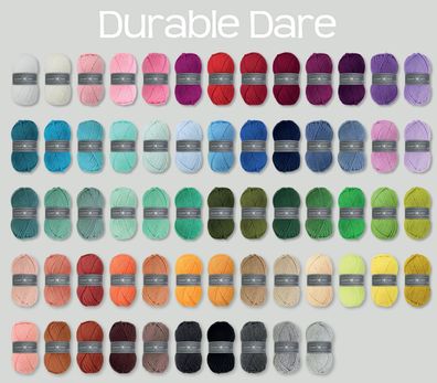 100g Durable Dare Anti-Pilling Wolle Garn zum Stricken Häkeln GP 49,50€/1kg