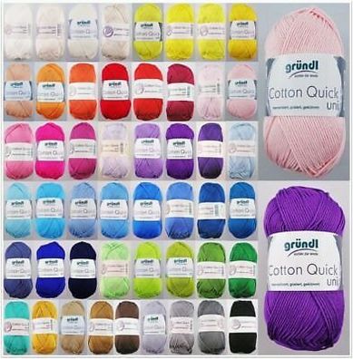 50g Gründl Cotton Quick Ganzjahresgarn Baumwolle Stricken Häkeln GP 55,80€/1kg