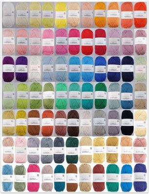 50g Rico Creative Cotton Aran Baumwolle Garn zum Stricken Häkeln GP 55,80€/1kg