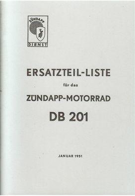 Ersatzteilliste Zündapp Motorrad DB 201, Motorrad, Zweirad, Oldtimer, Klassiker