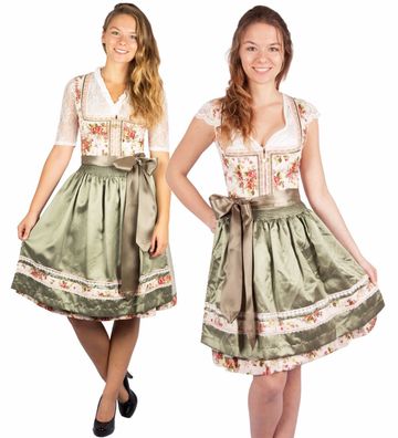 Krüger Dirndl Flower Power vers Längen beige grün - Länge: 60er Länge