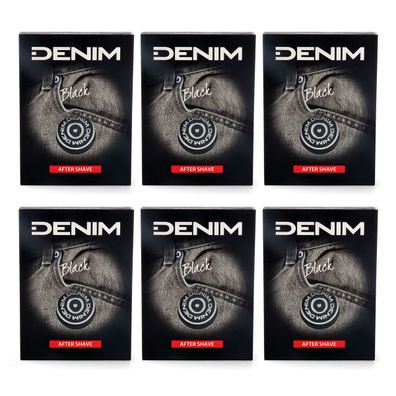 6x DENIM BLACK After Shave 100ml - erfrischendes Rasierwasser