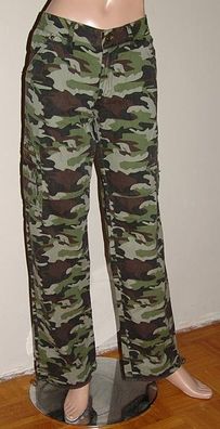 SeXy Miss Damen Camouflage Cargo Stoff Hose Taschen XS S M L Army Military Neu