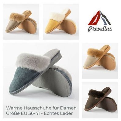 Hausschuhe FÜR DAMEN Pantoffeln Slipper ECHT Deutsches Merinoschaffell/ LEDER SS