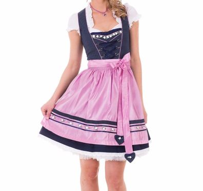 Krüger Dirndl Shiner 50er Länge blau rosa - Größe: 32