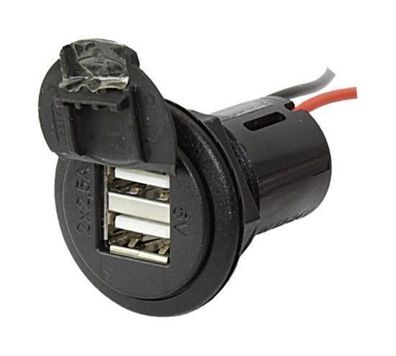 USB Doppel-Steckdose mit Deckel + Montageplatte, QG02421