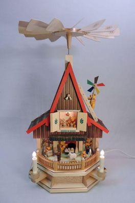 Tischpyramide Adventshaus Engelbäckerei elektrisch bunt Höhe= 53cm NEU Holzpyrami