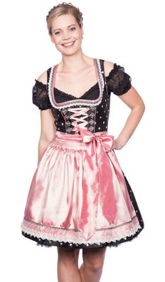 Krüger Dirndl 40475 433 Dawn 50er Länge schwarz rose - Größe: 32