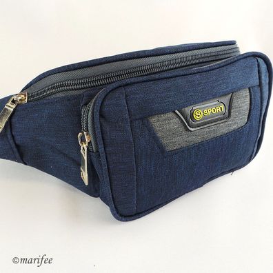 Bauchtasche Canvas, Unisex, 3 Fächer, Blau Art.-Nr. 13224