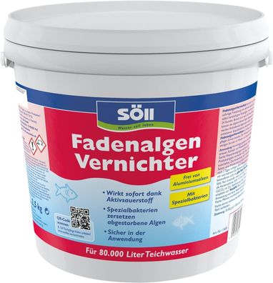 Söll Algenentferner 0,5 Kg Fadenalgen Vernichter für 16 Qbm Teichwasser