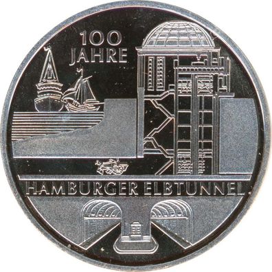 BRD 10 Euro 2011 J Elbtunnel PL Silber*