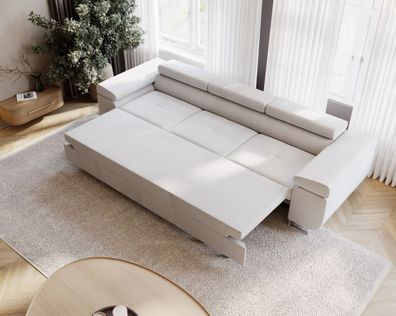 Sofa LIVIO mit Schlaffunktion 260 cm verstellbare Kopfstützen wasserdichter Stoff