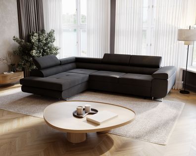 Ecksofa LIVIO mit Schlaffunktion - 277 cm, Bettkasten & verstellbare Kopfstützen