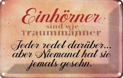 vianmo Blechschild 30x20cm Einhörner sind wie Traummänner Deko Geschenk