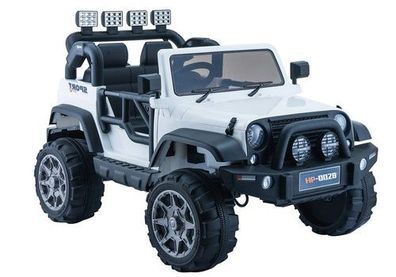 Kinderfahrzeug Jeep HP012 Weiß EVA-Reifen Ledersitz LED Frontscheinwerfer Auto