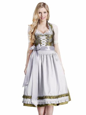 Krüger Dirndl 12617 Olivia 70er Länge grün oliv silber - Farbe: Grün