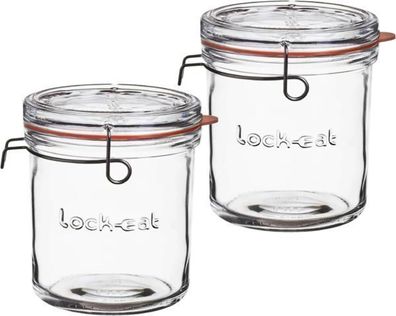 Lock-Eat Einkochglas 750ml mit abnehmbarem Bügelverschluss Deckel - 2 Stück