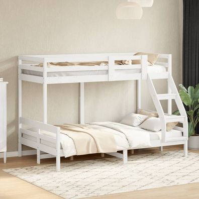 vidaXL Etagenbett 90x200/120x200 cm Weiß Massivholz Kiefer