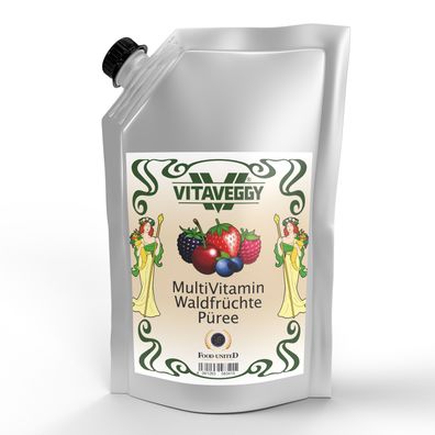 Vitaveggy Wald-Frucht-Püree 1kg Sauerkirsche Erdbeere Blaubeere Himbeere