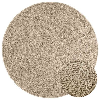 vidaXL Teppich ZIZUR Beige Ø 120 cm Jute-Optik Indoor und Outdoor