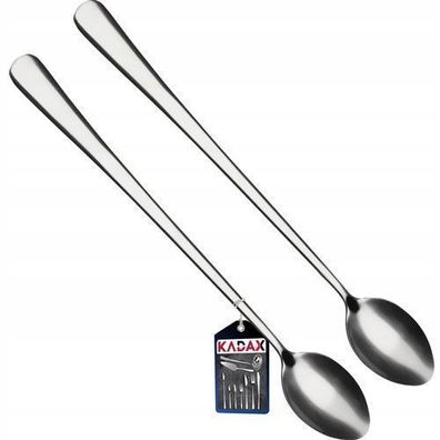 KADAX Lange Löffel aus Edelstahl, 2er Set, Löffel für Latte, 21,4cm, Silber