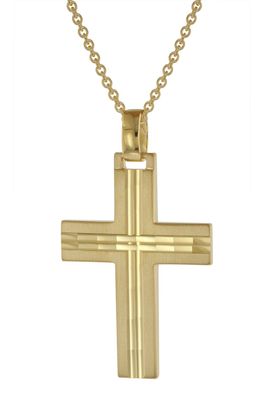 trendor Schmuck Halskette mit Kreuz für Herren Gold auf Silber 39020