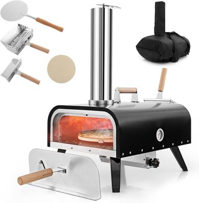 Outdoor Pizzaofen, tragbarer Pizza Ofen aus Edelstahl mit Pizzastein, Pizzaschaufel