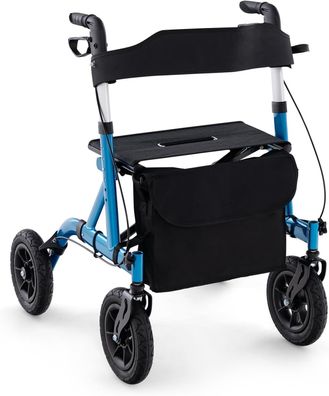 Rollator faltbar und leicht mit Sitz, bis 160 kg, 2 in 1 Rollstuhl & Reiserollator