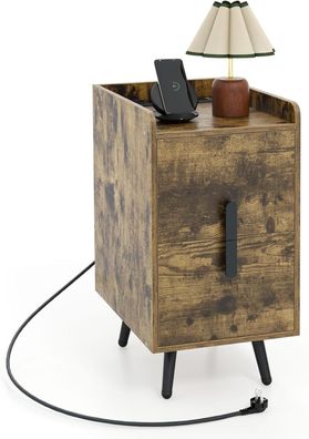 Nachttisch mit Ladestation, schmaler Nachtschrank mit 2 Schubladen & USB-Anschl¨¹ssen