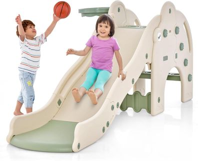 Rutsche Outdoor, 4 in 1 Kinder Rutsche & Tunnel & Basketballkorb & Leiter, Elefant