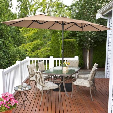 Doppelsonnenschirm mit St?nder, 451,5 x 264 cm, Sonnenschirm Gro? XXL, UPF 50