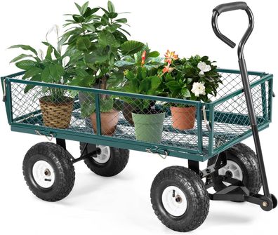 Bollerwagen, Gartenwagen Metall, Handwagen mit abnehmbaren Seitenteilen & Griff