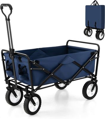 Bollerwagen faltbar, Handwagen mit verstellbarem Griff & Getr?nkehaltern, Gartenwagen