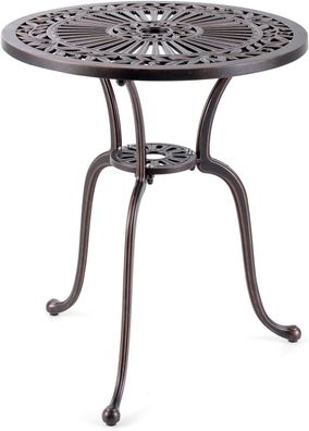 Bistrotisch aus Aluminiumguss, wetterfester Balkontisch 61 x 61 x 71 cm