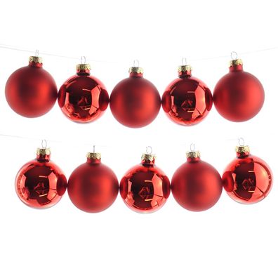 Christbaumkugeln Christmas Red rot 5 x glänzend & 5 x matt Ø 6 cm aus Glas - 10er Set