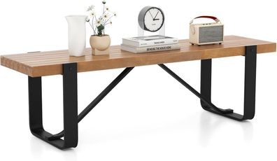 Esszimmerbank 152,5 cm, 2-3 Sitzer Holzbank mit Metallrahmen, bis 300KG belastbar