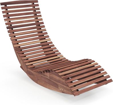 Sonnenliege Akazienholz, ergonomische Holzliege, Gartenliege Terrassenliege bis 160kg