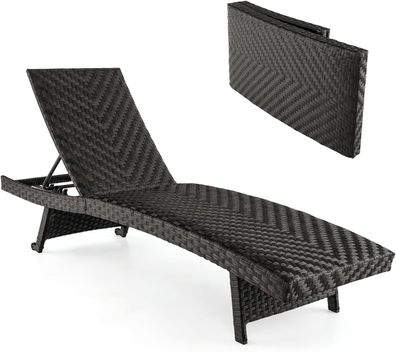 Sonnenliege Polyrattan, klappbare Gartenliege mit Verstellbarer R¨¹ckenlehne