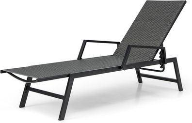 Sonnenliege Rattan, Gartenliege mit Verstellbarer R¨¹ckenlehne und Armlehnen