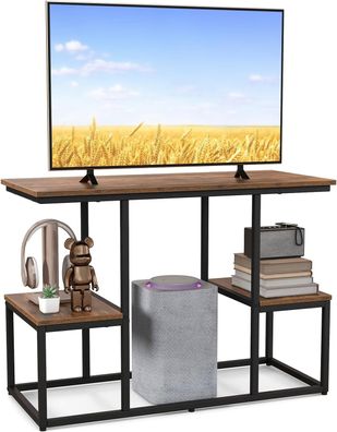 TV-Konsolentisch f¨¹r 50-Zoll-Fernseher, industrielle Medienkonsole mit offenen Ablag